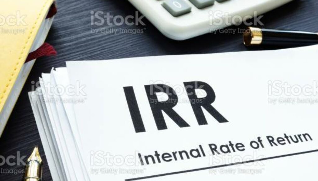 Internal Rate of Return IRR report on a table.